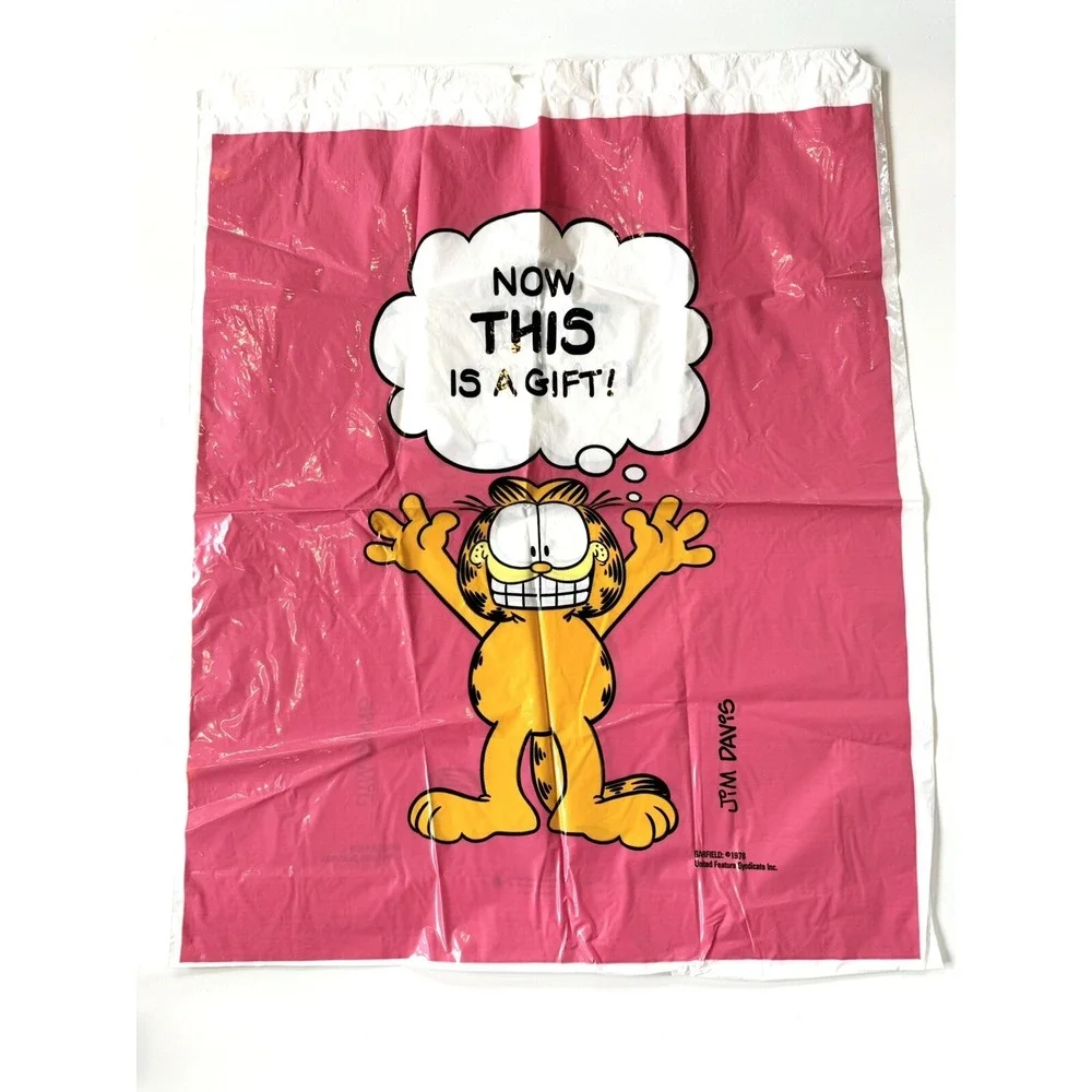 Vintage Garfield Plastic Gift Bag 1978 Large 29.5